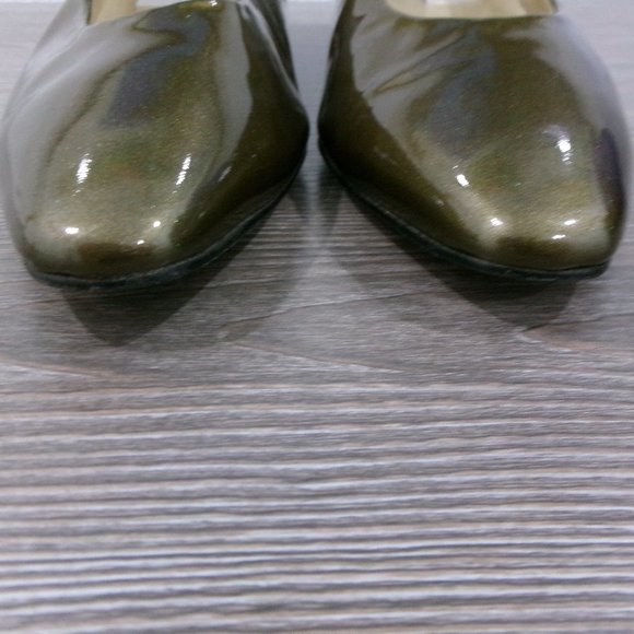 Vintage Piero Amore Patent Leather Horsebit Low Heel Shoes Bronze Shimmer 8.5 - Picture 3 of 16